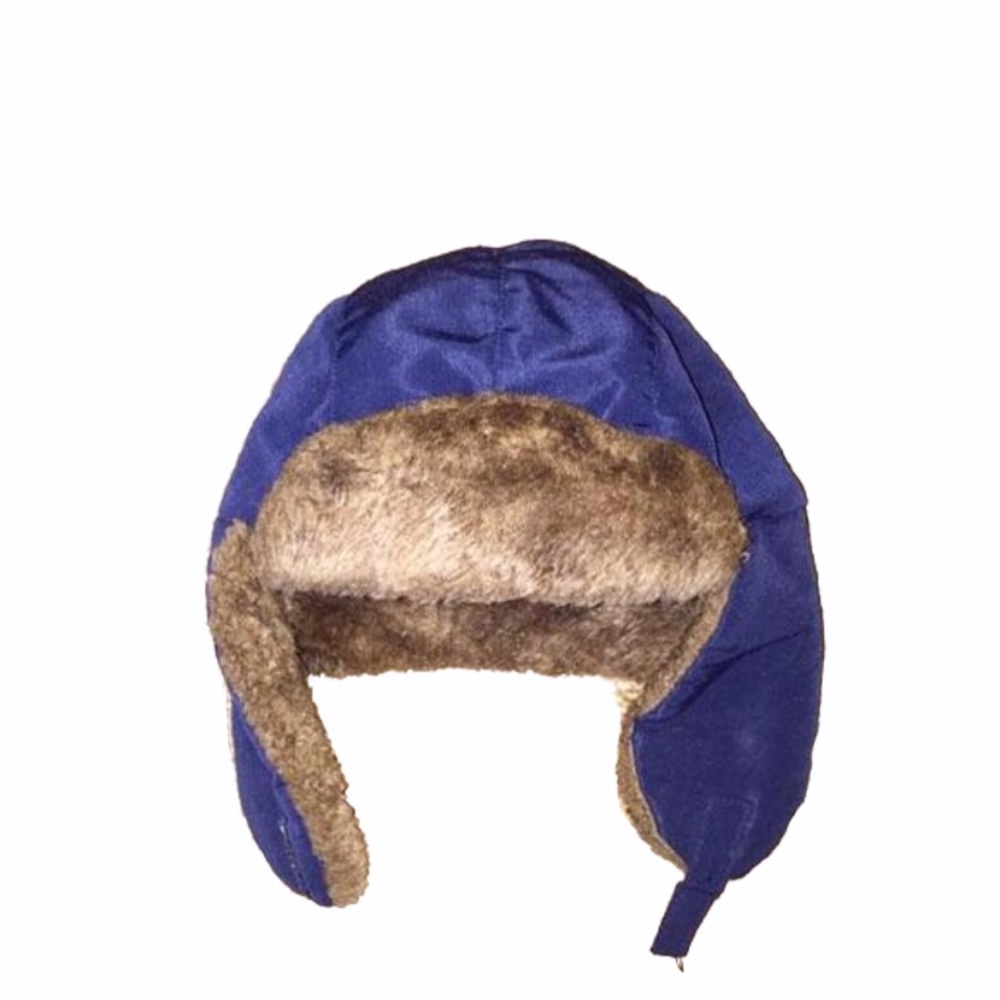 Navy Blue Winter Hat Ear Warmer Flaps neck strap